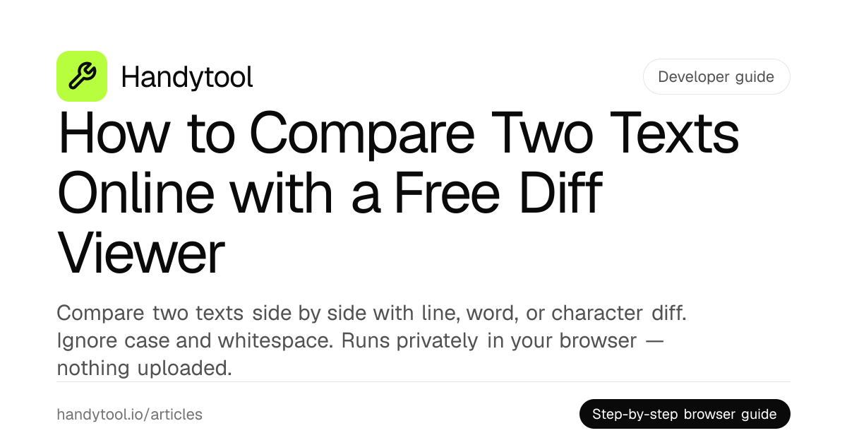 How to Compare Two Texts Online with a Free Diff Viewer · Handytool