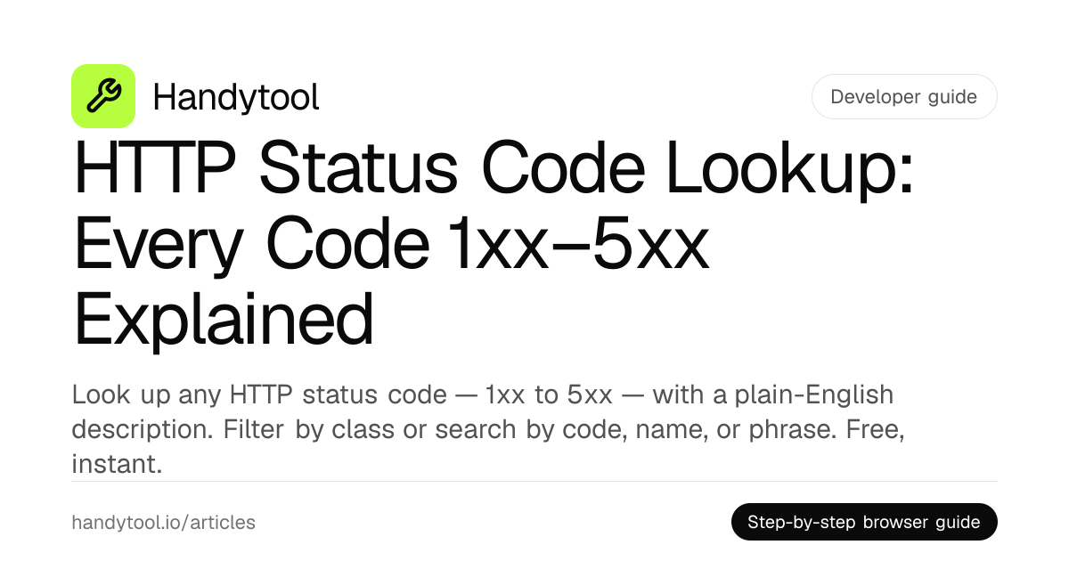 HTTP Status Code Lookup: Every Code 1xx–5xx Explained · Handytool