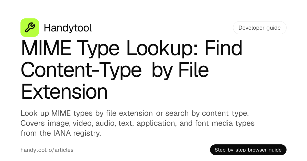 MIME Type Lookup: Find Content-Type by File Extension · Handytool