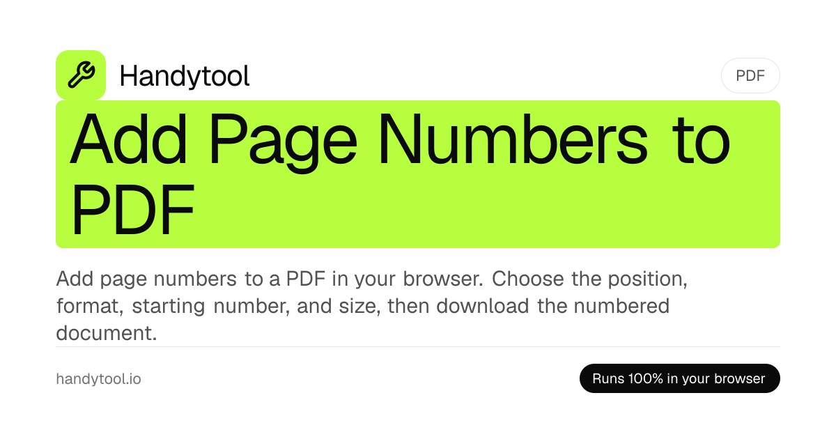 Add Page Numbers to PDF — Free PDF Page Numbering | Handytool