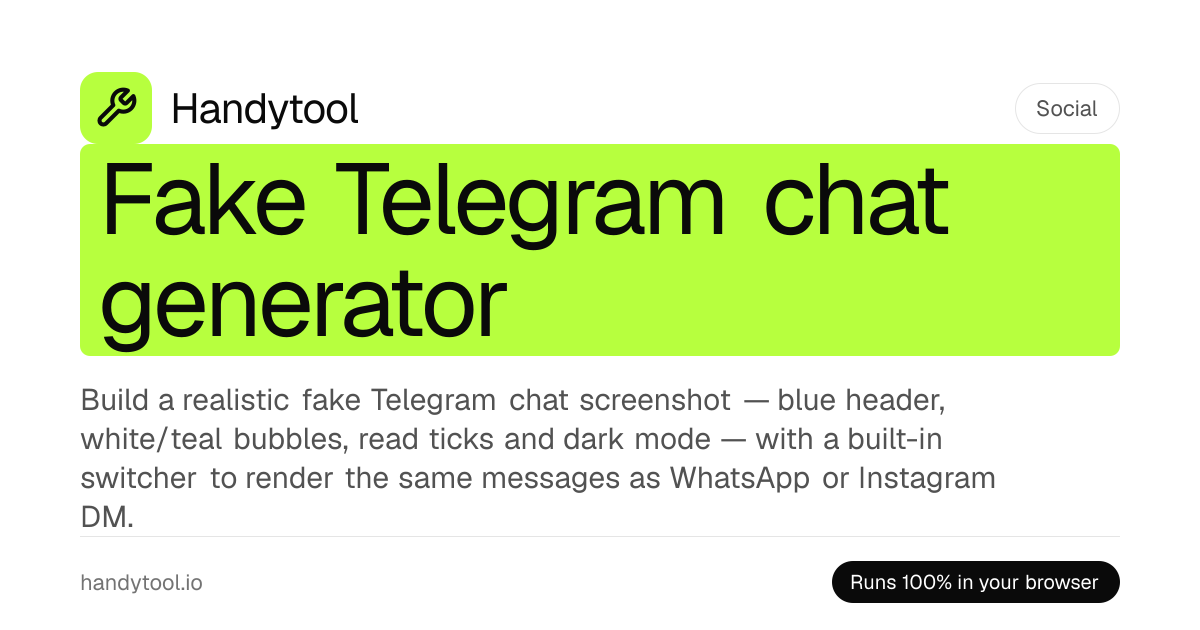 Fake Telegram Chat Generator — Free Telegram Screenshot Mockup Maker