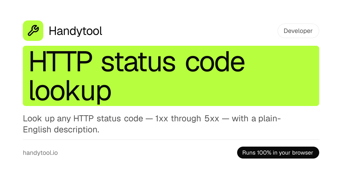 HTTP Status Code Lookup — 1xx to 5xx, RFC 9110 Reference