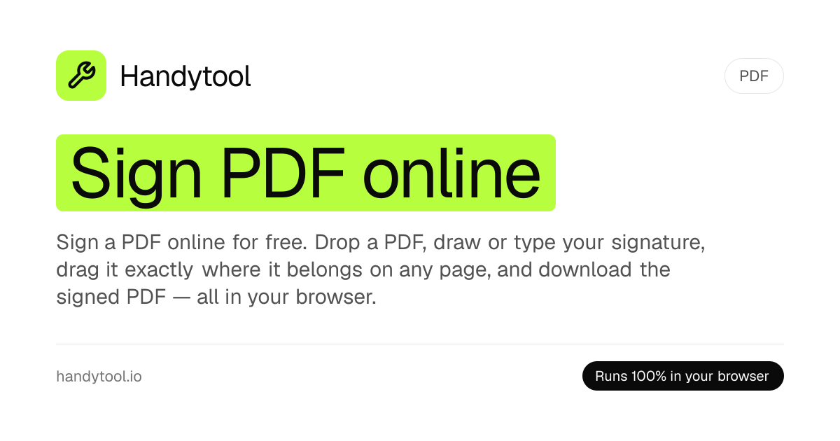 Sign PDF Online Free — Add Signature to PDF in Your Browser | Handytool