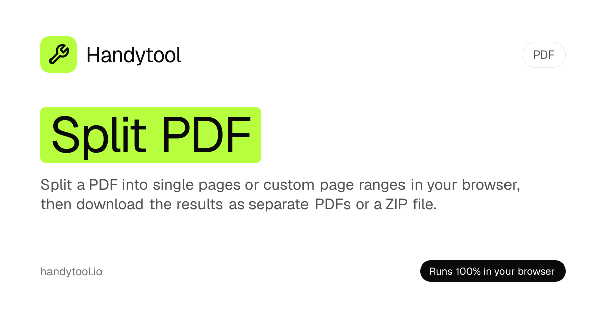 Split PDF Online Free - Extract Pages or Ranges in Your Browser | Handytool