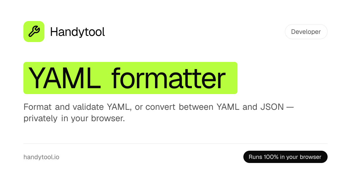 YAML Formatter — Format, Validate, Convert YAML ↔ JSON