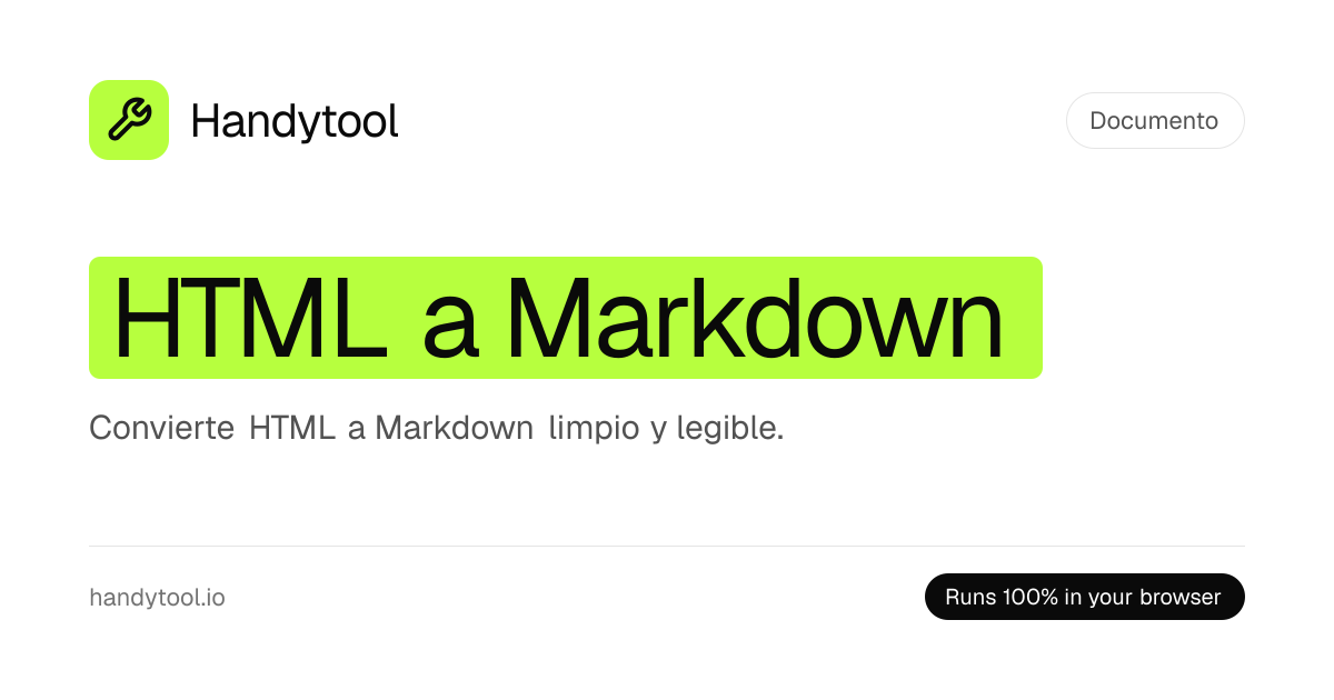HTML a Markdown Online Gratis — Convierte HTML a MD | Handytool