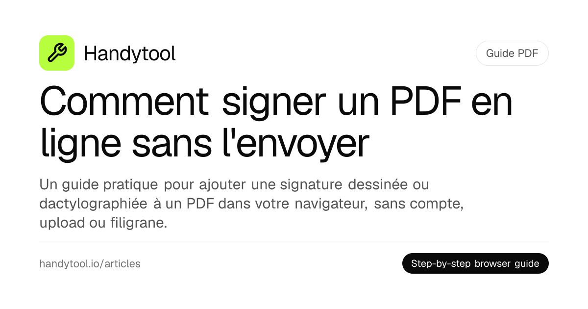 Comment signer un PDF en ligne sans l'envoyer · Handytool