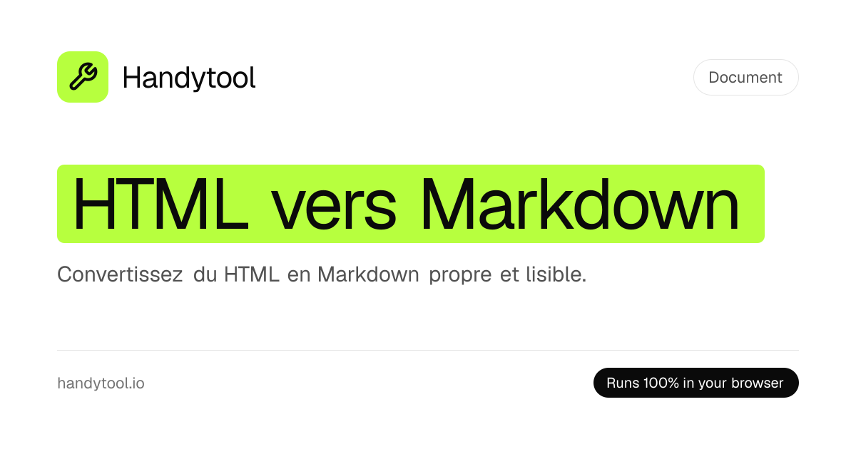 HTML en Markdown en Ligne Gratuit — HTML en MD | Handytool