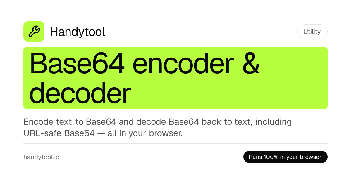 Base64 인코더 무료 온라인 — 브라우저에서 인코딩·디코딩 | Handytool