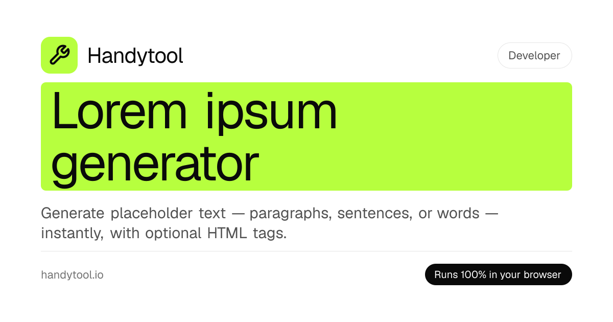 Lorem ipsum 생성기——무료 자리 표시자 텍스트, 브라우저만 해당